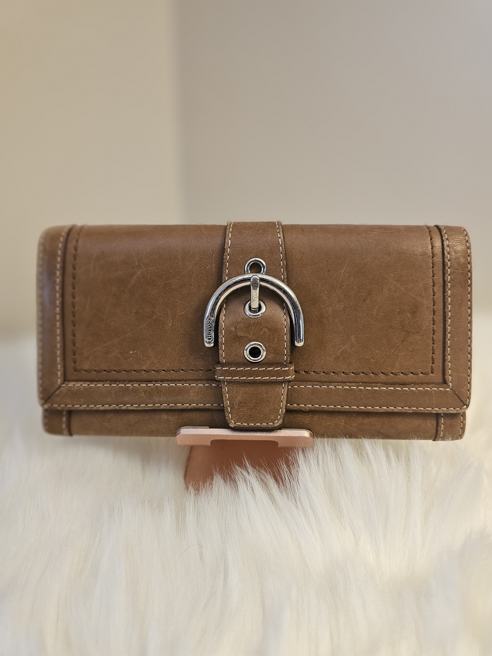 Coach Vintage Tan Soho Wallet with Silver Hardware